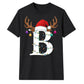 Custom monogram reindeer lights Christmas Unisex T-Shirt