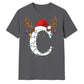 Custom monogram reindeer lights Christmas Unisex T-Shirt