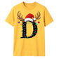Custom monogram reindeer lights Christmas Unisex T-Shirt