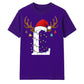 Custom monogram reindeer lights Christmas Unisex T-Shirt
