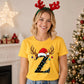 Custom monogram reindeer lights Christmas Unisex T-Shirt