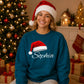 Custom name santa hat cosy Christmas Oversized Sweatshirt