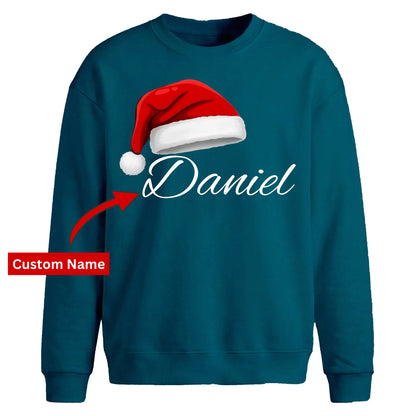 Custom name santa hat cosy Christmas Oversized Sweatshirt