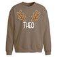 Custom Name Reindeer Antlers Christmas Oversized Sweatshirt