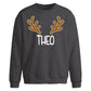 Custom Name Reindeer Antlers Christmas Oversized Sweatshirt