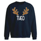 Custom Name Reindeer Antlers Christmas Oversized Sweatshirt