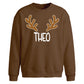 Custom Name Reindeer Antlers Christmas Oversized Sweatshirt
