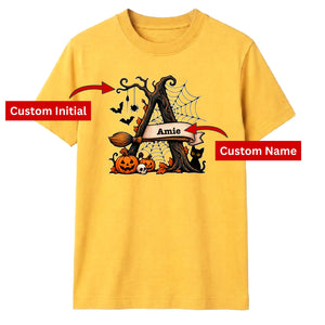 Custom name spooky alphabet design Halloween Unisex T-Shirt