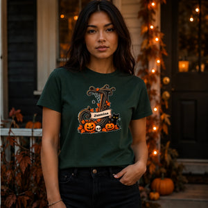 Custom name spooky alphabet design Halloween Unisex T-Shirt