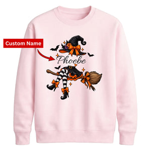 Custom name witch broomstick Halloween Unisex Sweatshirt