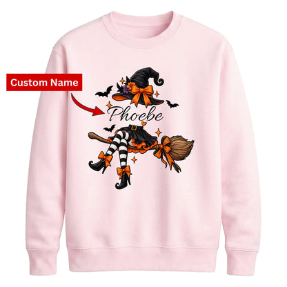 Custom name witch broomstick Halloween Unisex Sweatshirt