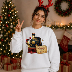 Custom North Pole Express Christmas Oversized Sweatshirt