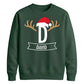 Custom Santa Antlers Monogram Christmas Unisex Sweatshirt