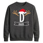 Custom Santa Antlers Monogram Christmas Unisex Sweatshirt