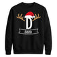 Custom Santa Antlers Monogram Christmas Unisex Sweatshirt