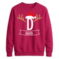 Custom Santa Antlers Monogram Christmas Unisex Sweatshirt