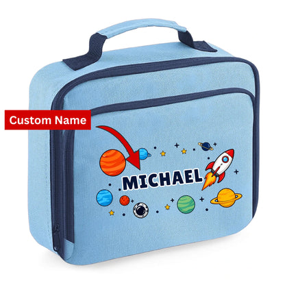 Space Rocket Kids Lunch Bag with Custom Name Insulated Lunch Bag Cooler Box