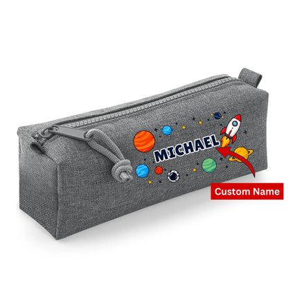 Space Rocket Kids Pencil Case with Custom Name