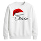 Custom Text Santa Hat Holiday Christmas Unisex Sweatshirt