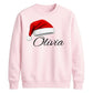 Custom Text Santa Hat Holiday Christmas Unisex Sweatshirt