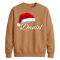 Custom Text Santa Hat Holiday Christmas Unisex Sweatshirt