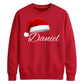 Custom Text Santa Hat Holiday Christmas Unisex Sweatshirt