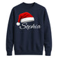 Custom Text Santa Hat Holiday Christmas Unisex Sweatshirt