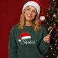 Custom Text Santa Hat Holiday Christmas Unisex Sweatshirt