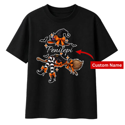Customised name witch graphic Halloween Oversized T-Shirt