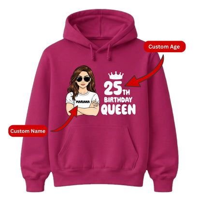 Personalized Birthday Gift Hoodie | Cute 20th Birthday Queen Design for Her