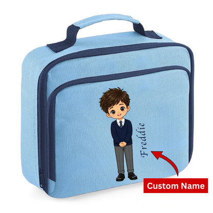 Kids Lunch Bag with Custom Name School Boy Insulated Lunch Bag Cooler Box