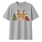 Cute Bear Antler Tree Stocking Christmas Oversized T-Shirt