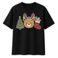 Cute Bear Antler Tree Stocking Christmas Oversized T-Shirt
