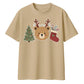 Cute Bear Antler Tree Stocking Christmas Oversized T-Shirt