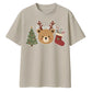 Cute Bear Antler Tree Stocking Christmas Oversized T-Shirt