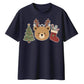 Cute Bear Antler Tree Stocking Christmas Oversized T-Shirt