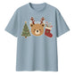 Cute Bear Antler Tree Stocking Christmas Oversized T-Shirt