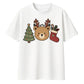 Cute Bear Antler Tree Stocking Christmas Oversized T-Shirt