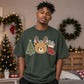Cute Bear Antler Tree Stocking Christmas Oversized T-Shirt