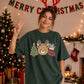 Cute Bear Antler Tree Stocking Christmas Oversized T-Shirt