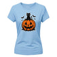 Cute black cat pumpkin graphic Halloween ladies t-shirt