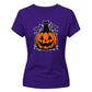 Cute black cat pumpkin graphic Halloween ladies t-shirt