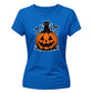 Cute black cat pumpkin graphic Halloween ladies t-shirt