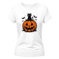Cute black cat pumpkin graphic Halloween ladies t-shirt