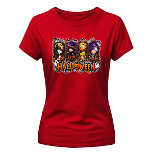 Cute cartoon panel window graphic Halloween ladies t-shirt