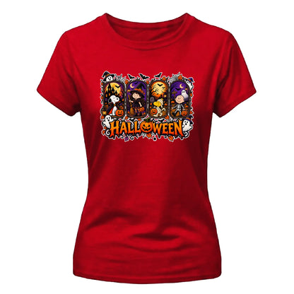 Cute cartoon panel window graphic Halloween ladies t-shirt