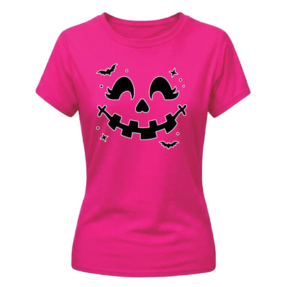 Cute carved pumpkin face graphic Halloween ladies t-shirt