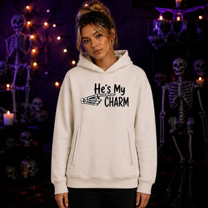 Cute couple skeleton hand quote Halloween Oversized Hoodie