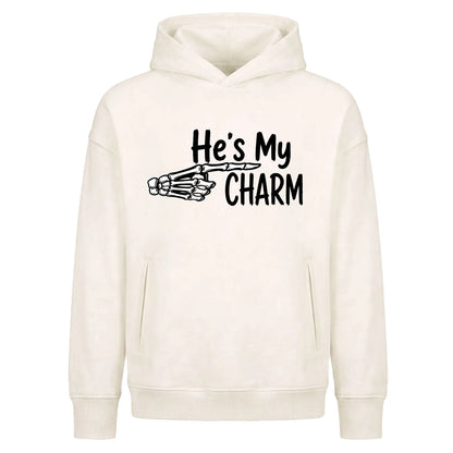 Cute couple skeleton hand quote Halloween Oversized Hoodie