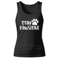 Cute Dog Paw Print Stay Pawsitive Slogan Ladies Tank Top